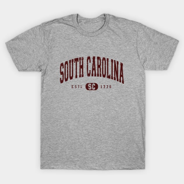 South Carolina Arch Distressed Vintage Maroon T-Shirt by FireflyCreative